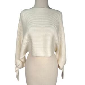 ZARA Cream Ribbed Knit Dolman Sleeve Sweater Soft Minimalist Size S Quiet Luxury